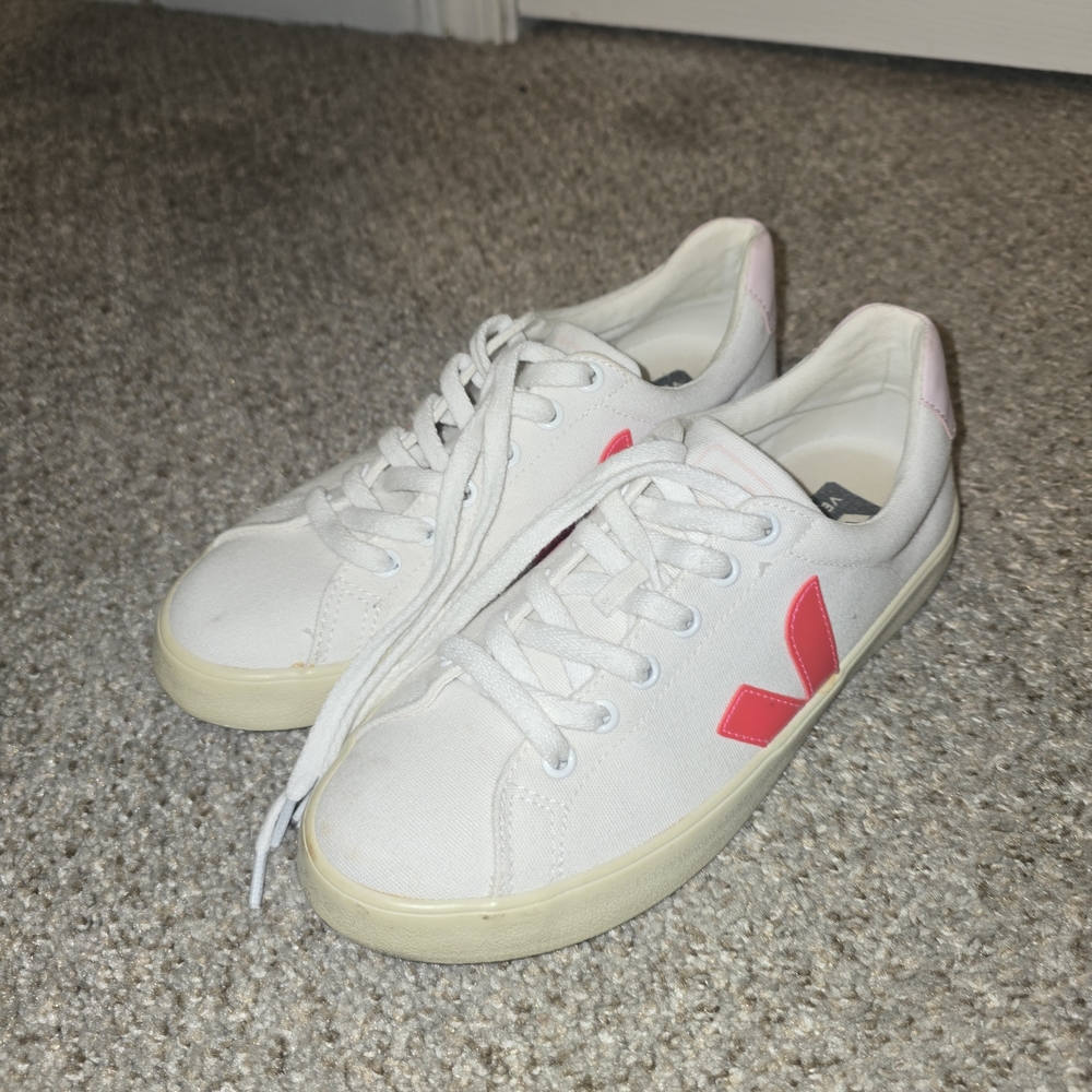 Veja Women's Canvas Esplar SE Low Sneakers In White Rose Size 7 - Picture 2 of 9